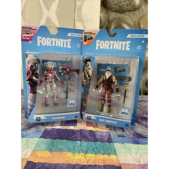 2 LOT Fortnite Solo Mode Figures Sgt Winter #301 and #303 Bundles 4"  Series 1 - Picture 1 of 9
